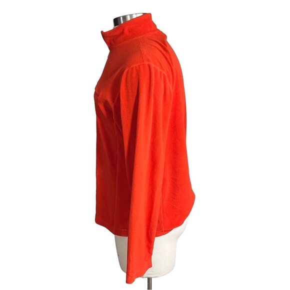 LL Bean Men Orange Long Sleeve Fleece Pullover Jacket Sz L 1/4 Zip Zip Pocket - Picture 3 of 11
